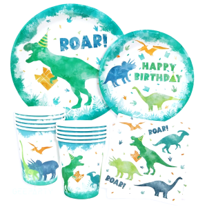 Dinosaur Theme Tableware for Kids Birthday Party Decor Favor Supplies Watercolor Dinosaur Part