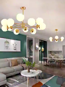 6/8/12 Head Nordic Chandelier Minimalis Ruang Tamu Kamar Tidur Logam Bola Berbilang Lampu Gantung