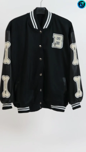 Jaket Bone Varsity | B Baseball Korean Style Jacket | Pakaian Pria dan Wanita | Bahan Fleece & Sintetis | Allsize