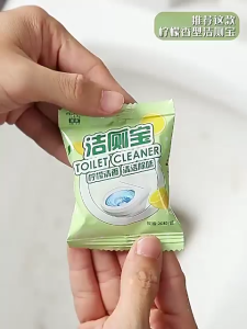 (1pc) 50g Pencuci Mangkuk Tandas LaoGuanJia - 50g LaoGuanJia Toilet Bowl Cleaner Lemon Tablet Deodorizes Removes Odors Urine Stain 马桶清洁剂