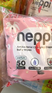 Neppi Antibacterial Changing Diaper Wipes Parfum (Tisu Basah Bayi) - 50s (Buy 1 Get 1 Free)