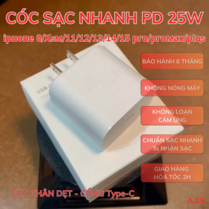 Củ sạc siêu nhanh công suất 25W điện thoại 8 đến 15/máy tính bảng - Bảo hành 6 tháng