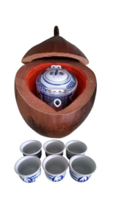 Bình ủ trà trái dừa không sơn / Đúng chất mộc của trái dừa / Bình trà 04 - 06 lít / Bộ 6 tách uống trà / Pha trà bắc cực ngon