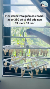 Móc chùm treo quần áo cho bé xoay 360 độ có thể gấp gọn 24 móc/ 32 móc