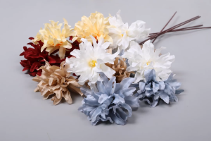 Bunga Dahlia Tangkai Panjang Cabang 3 Artificial Bunga Kain Dekor Hiasan Rumah [NK-129]