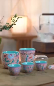 Premium Exquisite Fine Antique Handcrafted Enamel Chinese Tea Set with Cups - Traditional Elegance