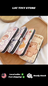 Cute Manicure Set Professional Nail Clippers Kit Pedicure Care Tools Stainless Steel Grooming Tools with Travel Case for Travel &Home 家用指甲刀套装便携女可爱ins小熊指甲钳防飞溅挖耳勺修脚指甲剪