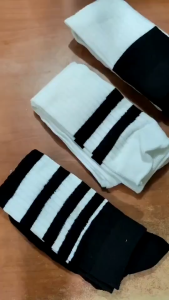 BT44 kaos kaki stripe old school panjang tinggi bawah lutut wanita dewasa - Kaus kaki remaja style korean japanese bahan katun lembut