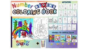 Brandless NUMBERBLOCKS COLORING ACTIVITY BOOK 6 Sheets 24 Activities 105x148mm 148x210mm Bond Paper GIFT LOOT BAG for Kids vibrant glossy waterproof cover