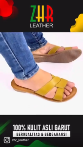 SANDAL KULIT SANDAL WANITA FLAT KULIT SAPI GARUT MODEL Tali kepang Sol Aquila anti licin