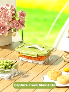 Portable Ice Box Food Storage Box Stackable Fresh Keeping Food Containers with Lids Refrigerator Storage Box Lunch Box