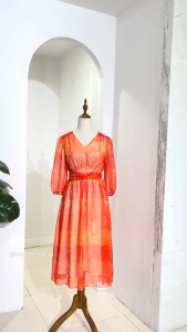 [Voucher 15% MOV 199K cap 100K Đầm HeraDG dáng xòe thiết kế đai eo xếp ly họa tiết độc quyền chất tơ cao cấp SDPBD3035