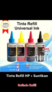 Paket Tinta Universal 100ml CMYK Cartridge Printer HP 680 682 678 803 802 + Spuit