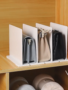 Multipurpose Bag Organizer Space Saver Transparent with Adjustable Partition Kitchenware Magazine Bags Wardrobe Storage