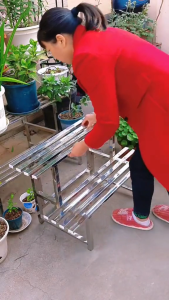 Stainless Steel Flower Rack Multi Layer Plant Holder Rak Bunga Plant Display Rack Ladder Flower Pot Stand Indoor Outdoor Balcony Garden Yard