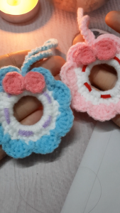 VÒNG HOA LEN ĐA SẮC - Móc khoá vòng hoa len trang trí treo túi xách balo handmade