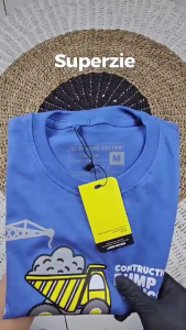 Baju Kaos Anak laki laki Buldozer Mobil Beko Warna Denim Biru 1-13 Tahun