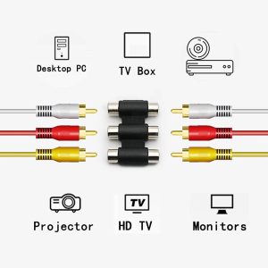 3RCA Female to 3 RCA Female  Composite Audio Video AV Cable Plug 3X RCA extend Jack Connector