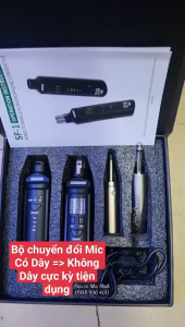 Bộ Chuyển Đổi Mic Có Dây Thành Không Dây - Sóng xa tơi 50M - Pin dùng liên tục 6h
