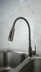 MCPRO SUS304 Stainless Steel GUN GREY Flexible PILLAR / WALL Sink Water Tap with 3 MODE HEAD SPRAYER - SSGY6012/ SSGY6016