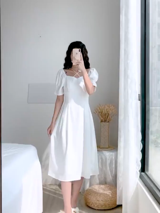 summer white dress long dress plus size dress for women casual dress sale elegant dress civil wedding dress plain vintage retro dress puff sleeve dress v neck dress backless dress midi dress Lazada