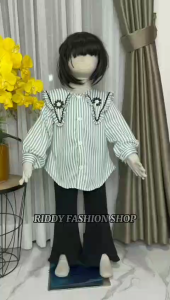 SETELAN ALEXSA SALUR CUTBRAY ANAK PEREMPUAN USIA 3 - 12 TAHUN / ONE SET KNIT KOMBINASI KATUN SALUR RENDA TERBARU