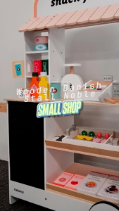 Sokano Wooden Pretend Play Convenient Store on Trolley with wheels Mainan Supermarket Kayu Cashier - TKB42