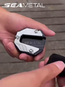 SEAMETAL Aluminum Alloy Motorcycle Kickstand Extender Foot Side Stand Extension Bike Foot Pad Motorbike Accessories