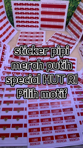 (1 LEMBAR ISI 30 DAN 32 PCS) STICKER PIPI MERAH PUTIH KEMERDEKAAN RI / STIKER PIPI MERAH PUTIH