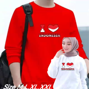 Sale Spesial Sweater Pria Wanita Saya Cinta Indonesia Kaos 17 Agustus Hut RI Crewneck Dirgahayu Nkri