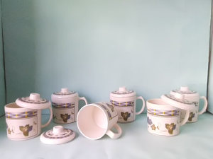 Cangkir Tutup/ Mug Tutup 10" Melamin Motif Bunga 710 / Mei Shing / Melamine