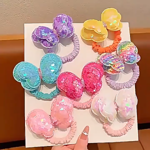 SIGVARD - Ikat Rambut Anak Perempuan Korea Lucu Motif Kupu Kupu Payet Cincin kunciran Cepol ACC24