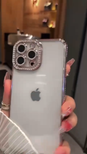 CASE UNTUK IPHONE 13-15 PRO MAX DENGAN RHINE STONES DAN LENS PROTECTOR