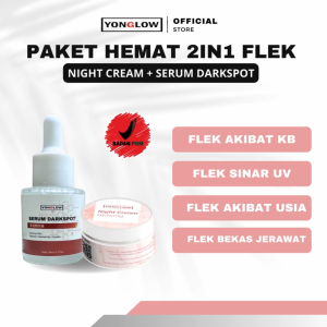 Yonglow Skincare Paket Hemat 2in1 Serum Darkspot Cream Malam Penghilang Flek Hitam Melasma BPOM