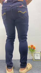 High waist plus size straight dark blue women jeans ladies stretch full length skinny denim pants
