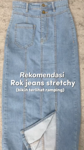 Onetta - BERNICE Skirt: Rok Jeans Wanita Midi High Waist Casual Semi Formal