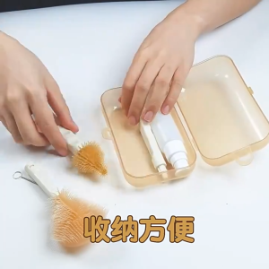 6 In 1  Baby Bottle Brush Set Portable Travel Home Silicone Brush Cleaner Kit Bottle Drying Rack Baby Bottle Brush Set Elecrimens11