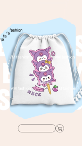 Tas Serut dan Totebag Kanvas Motif Karakter SSaariio Cute Menggemaskan Bahan Kanvas Tebal Premium
