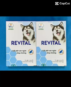 BOSSEN Revital - Chống ngứa do dị ứng nấm viêm da ghẻ mũ cho chó - Revital cắt đứt cơn ngứa - Hộp 10 viên