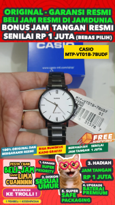 CASIO ORIGINAL - CASIO MTP-VT01B-7BUDF - MEN LA - STAINLESS STEEL - Hitam - Jam dunia JD18ST