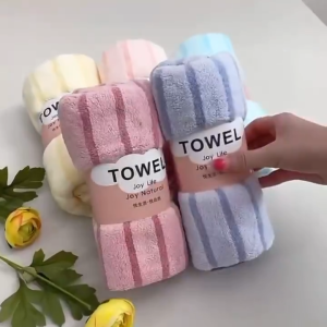 HW 35x75cm Premium Soft Microfiber Stripe Absorbent Bath Towel