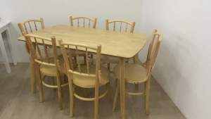 EWJ - DT2014 + Shanghai Chair 1+4 / 1+6 Natural Dining set Meja Makan Cantik Murah Moden