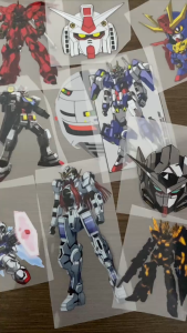 SABLON STIKER DTF SATUAN TEMA GUNDAM UKURAN 8 - 9 CM
