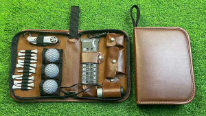 Tas Bola Golf Leather PU Golf Ball Pouch Tempat Penyimpanan Aksesoris Golf