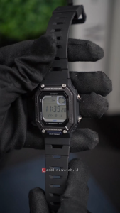 Jam Tangan Pria Casio Step Tracker WS-B1000-1A Black Dial Black Resin Band