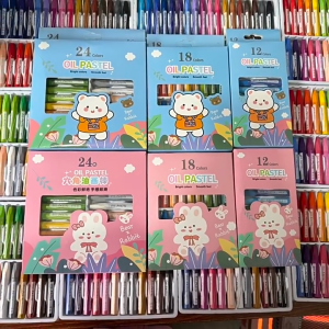 SK-A99 Crayon Oil Pastel Isi 12 dan 24 Warna Motif Kartun Perlengkapan Mewarnai Anak / Set Krayon