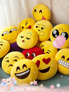 (Stock Clearance)Cute Yellow Emoji Cushion Pillow Soft Plush Round Toy 30cm Bantal Emoji