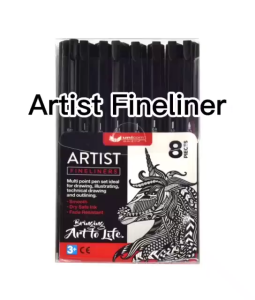 Unicorn Artist Fineliner Pen Black Pigment Ink set 0.03-2.0mm (UFL-8FL )Technical Drawing Pen / Illustrating