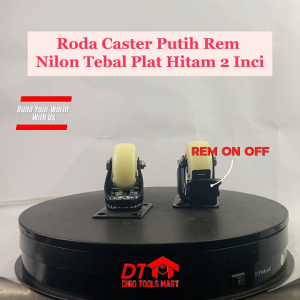 Roda Caster Putih Plat Tebal Hidup 2 Inci Plus Rem Roda Nylon Putih Kunci Tebal