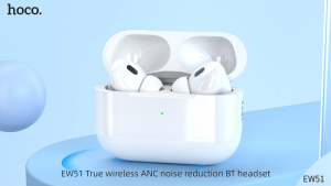 HOCO EW51 Original 100% TWS Bluetooth 5.3 Earphones ANC Noise Reduction Active Noise Cancelling Headphones Earbuds Smart Touch With Built-in Microphone for Oppo Realme Xiaomi Earbuds